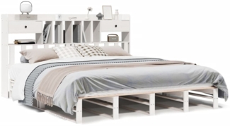 vidaXL Massivholzbett mit Regal ohne Matratze Weiß 180x200 cm Kiefer 3323969