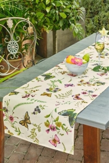 Tischläufer "Sommerwiese" 40x150 cm, beige, Blumen & Schmetterlinge, Tischband, Mitteldecke