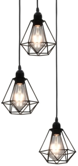 vidaXL Deckenleuchte mit Diamant-Design Schwarz 3 x E27 Glühbirnen 281634