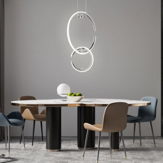 LED Hängeleuchte, 2 flammig, Ringe, neutralweiß, H 230cm