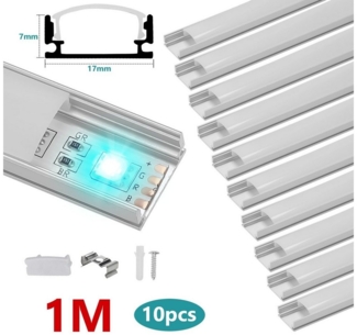 Clanmacy LED-Stripe-Profil 10x 1m LED Aluminium Profil Leiste Schiene