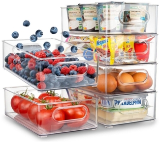 YMQHBS Aufbewahrungsbox Küchenorganizer-Set Kühlschrank Organizer 6er Set Stapelbare (6 St)