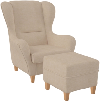 Supellex Sofia Ohrensessel mit Hocker | Design Vienna Creme-Beige