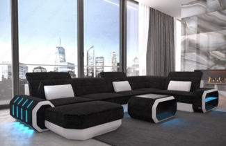 Sofa Dreams Wohnlandschaft Stoff Polster Designer Sofa Roma U Form H Strukturstoff Stoffsofa, Couch wahlweise mit Schlaffunktion