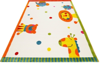 Sigikid Animal Festival Moderner Markenteppich, Polypropylen, Weiß, 150 x 80 x 1.3 cm