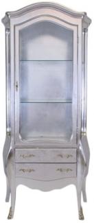 Casa Padrino Barock Vitrine Silber / Silber - Glas Vitrine Möbel Schrank