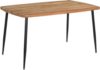 Esstisch Gerade Kante 160 x 85 cm Akazie massiv naturfarben Metallgestell Schwarz IRENE 137801312