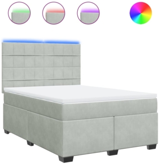vidaXL Boxspringbett mit Matratze Hellgrau 160x200 cm Samt 3293254