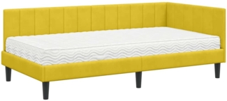vidaXL Eckbettgestell mit Matratze mit Kopfteil Gelb 100 x 200 cm Samt 3393914