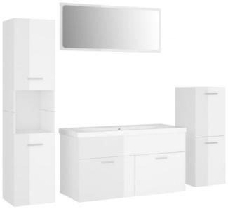 vidaXL Badmöbel-Set Hochglanz-Weiß Holzwerkstoff 3071114