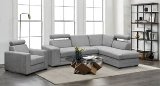 MOEBLO Ecksofa JACKSON, Verstellbaren Kopfstützen, Eckcouch Wohnlandschaft Sofa mit Ottomane Eckgarnitur Polsterecke, - (BxHxT): 250x88x205 cm