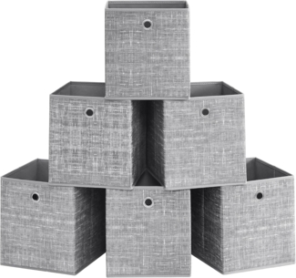 SONGMICS Aufbewahrungsbox, 6er Set, Ordnungsboxen aus Vliesstoff mit Griff, Boxen Aufbewahrung, 26 x 26 x 28 cm, Organizer Box, für Würfelregal, Faltbox, Kleideraufbewahrung