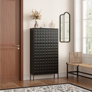 FUFU&GAGA Schuhschrank Schuhschrank mit 3 Einlegeböden, schwarz, MDF, 70 x 24 x 131,5 cm