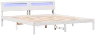 vidaXL Bettgestell mit LED -Streifenleuchten Weiß 200 x 200 cm Holz 3385743