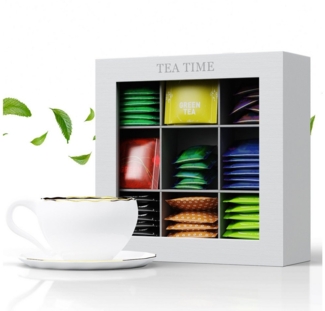 Oramics Teebox Teekiste mit 9 Fächern im edlen weißen Holzdesign Teebeutelbox, Holz, (Die Box eignet sich perfekt zum Aufbewahren und Sortieren, 1-tlg, Teekasten aus robustem, lackiertem Holz mit silberner Aufschrift), Die Tee Aufbewahrungsbox ist ein ...