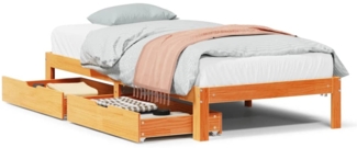 vidaXL Massivholzbett mit Schubladen Wachsbraun 90x200 cm Kiefer 3301963