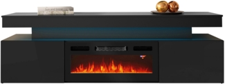 Mirjan24 'EF 2D Serkuzo' TV-Lowboard mit Kamin, MDF schwarz (hochglanz/matt), 59 x 41 x 190 cm