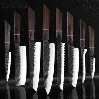 Mehrzweck Kochmesser Set- 8 Universalmesser, die unverzichtbaren, professionellen Küchenmesser Edelstahl mit sehr schön geformten eckigem Griff