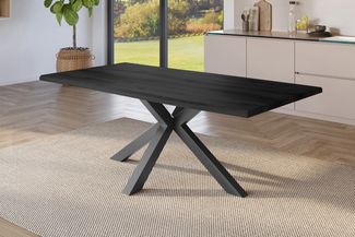 Esstisch Baumkante Holz-Optik Grau 240 x 100 Spider-Gestell schwarz JULIUS 170263349