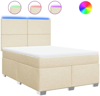 vidaXL Boxspringbett mit Matratze Creme 140x200 cm Stoff 3292809