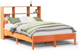 vidaXL Massivholzbett mit Regal ohne Matratze Wachsbraun 120x190 cm 3322890