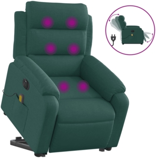 vidaXL Elektrischer Massagesessel mit Aufstehhilfe Dunkelgrün Stoff 3205022