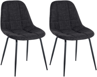 CLP 2er Set Stuhl Tom Kunstleder oder Stoff mit Metallgestell,dunkelgrau Stoff