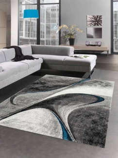 Carpetia Teppich Teppich modern Wohnzimmerteppich abstrakt in grau blau, rechteckig, Höhe: 13 mm