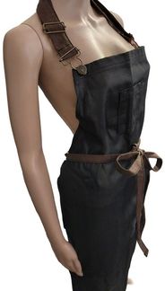 Chef Works 'Wetlook' Latzschürze One Size, verstellbare Träger, Baumwolle braun / schwarz, 101,5x99 cm