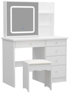 FUFU&GAGA Schminktisch Schminktisch mit LED-Spiegel, Weiß, MDF, 100×50×135cm