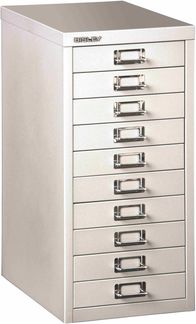 Bisley MultiDrawer™, 29er Serie, DIN A4, 10 Schubladen, Farbe silber