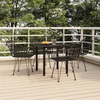 vidaXL 5-tlg. Garten-Essgruppe Schwarz Poly Rattan