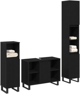 vidaXL 3-teiliges Badezimmermöbel Set Schwarze Eiche Holzwerkstoff 3378512