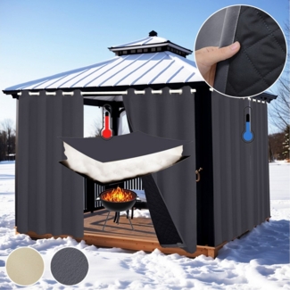 LMaxhome Outdoorvorhang Winter Verdickter Verdunkelungsvorhänge Kälteschutz UV-Schutz Vorhang, (1St), Warmer Gesteppt Wärmeisolierter Thermovorhang mit Ösen, 405g/