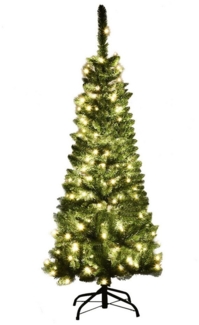 KOMFOTTEU Künstlicher Weihnachtsbaum, mit LED & PVC-Blättern, 135cm