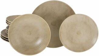 CreaTable Tafelservice Catania Sand Tellerset 12-tlg (12-tlg), 4 Personen, Steinzeug