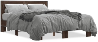 vidaXL Bettgestell Braun Eichen-Optik 140x200 cm Holzwerkstoff Metall 3280106