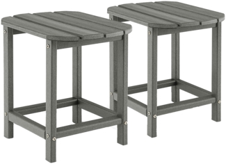 2er Set Beistelltisch aus HDPE Wetterfester Adirondack Gartentisch Kleiner Kaffeetisch Grau