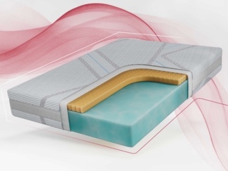 Ergonomische Latexmatratze, Höhe 19 cm, Härtegrad H2, Rollmatratze mit HR-Schaum, für Allergiker mit abnehmbarem Bezug - 200 x 200 cm - ROVO - LUX