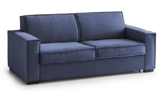 Dmora 2-Sitzer Schlafsofa Amapola, Wohnzimmersofa mit drehbarer Öffnung, gepolsterter Stoff, Standardarmlehnen, 100 % Made in Italy, cm 200x95h90, Blau