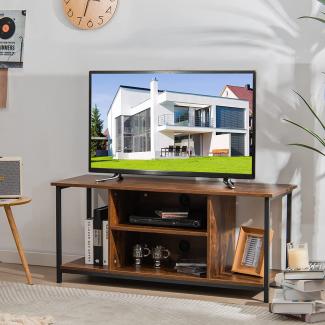 COSTWAY TV-Schrank für Fernseher bis 50 Zoll, TV-Lowboard mit verstellbarem Ablagen, offene F?cher, 2 L?chern für Kabel, Fernsehtisch Fernsehschrank für Wohnzimmer, Schlafzimmer