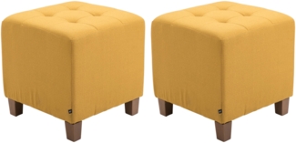 2er Set Sitzhocker CELIS - Stoff Gelb 45x45x46 cm | Hocker Schlafzimmer Polsterhocker Wohnzimmer Sitzbank Esszimmer