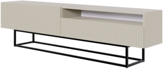 Selsey 'Veldio' TV-Lowboard mit offenem Fach, greige mit schwarzem Metallgestell, ca. 46 x 175 x 32 cm