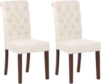 DELUKE® 2er Set Esszimmerstühle WALES Stoff - 98x45x63cm, creme, Holz Gestell Stühle Esszimmerstühle Stuhl Esszimmer Esstisch Stühle Küchenstuhl