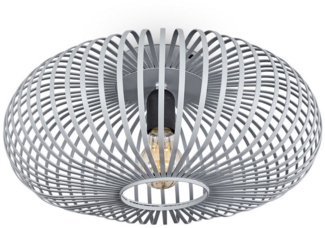 hofstein Deckenleuchte runde Deckenlampe aus Metall in Grau, ohne Leuchtmittel, Retro-mit Lichteffekt durch Gitter-Optik, Ø 40,5cm, E27-Fassung.