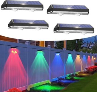 BlingBin LED Solarleuchte 2/4/6 Stück Wasserdichte Solarlampen für Außen Garten Dekoration, 8 Modes, LED fest integriert, Mehrfarbig, Solarlampe für Terrasse, Garten, Wand, Stufen und Treppen