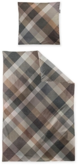 Irisette Flausch Cotton Bettwäsche Zobel 8631-80 Kariert Braun 135x200