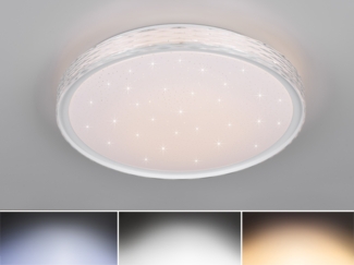 LED Deckenleuchte VARDA mit Fernbedienung Metall Weiß, Ø 39cm