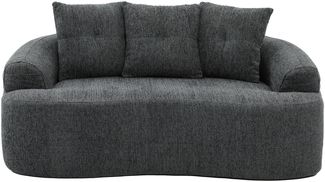 LVHOM 2-Sitzer Sofa mit 3 Kissen, Cloud Sofa mit komprimiertem Design, kein Aufbau erforderlich, Doppelsofa aus Chenille, Dunkelgrau