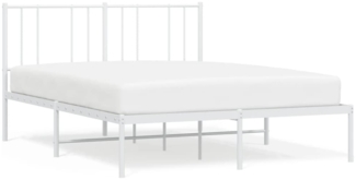 vidaXL Bettgestell mit Kopfteil Metall Weiß 150x200 cm 352531